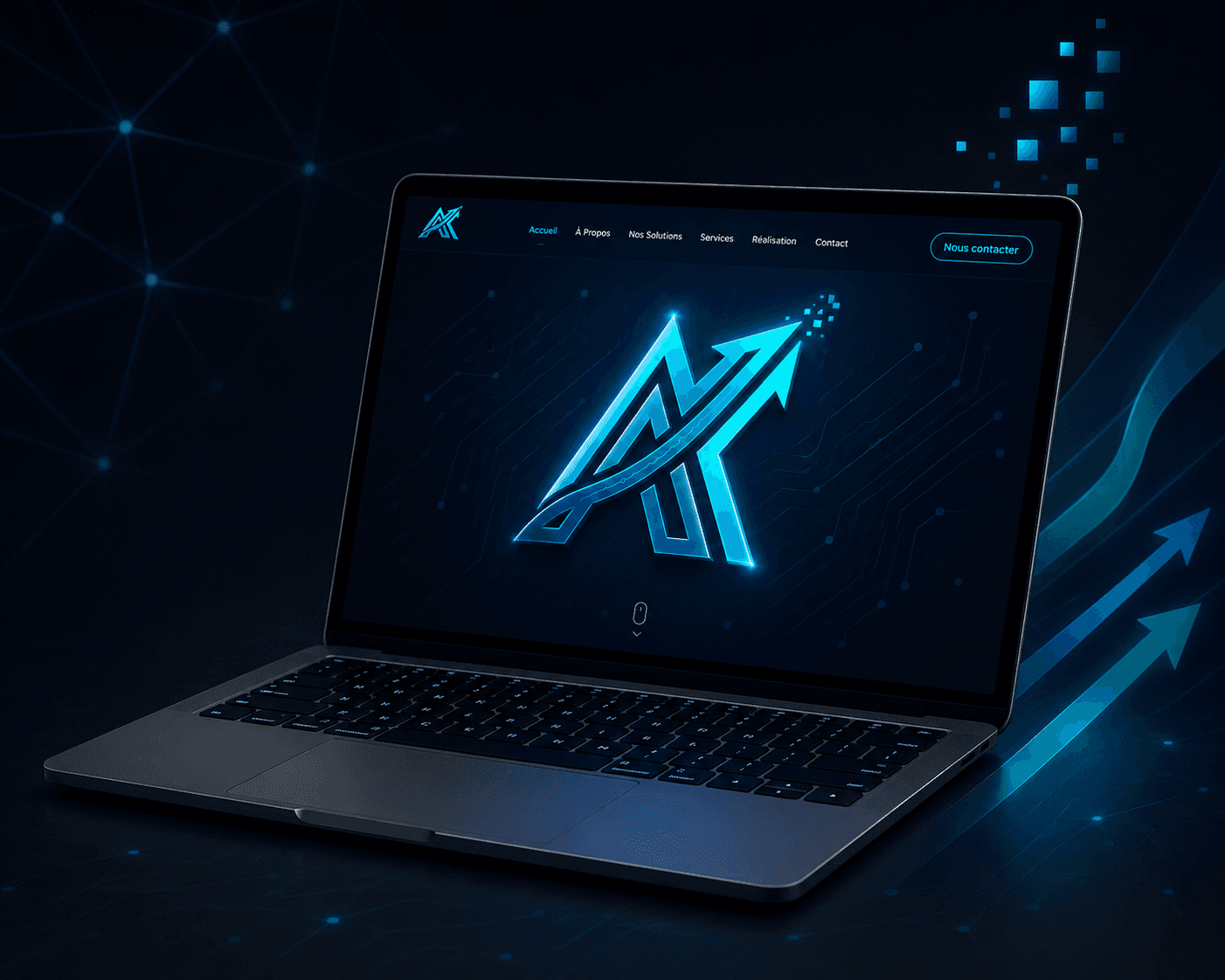 AKSYS website presented on a laptop